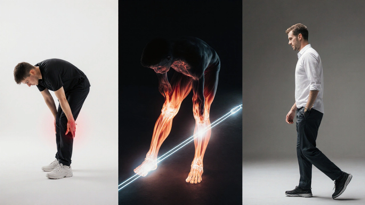 Vývoj obnovy pohyblivosti od bolestivého ztuhnutí k volnému pohybu.