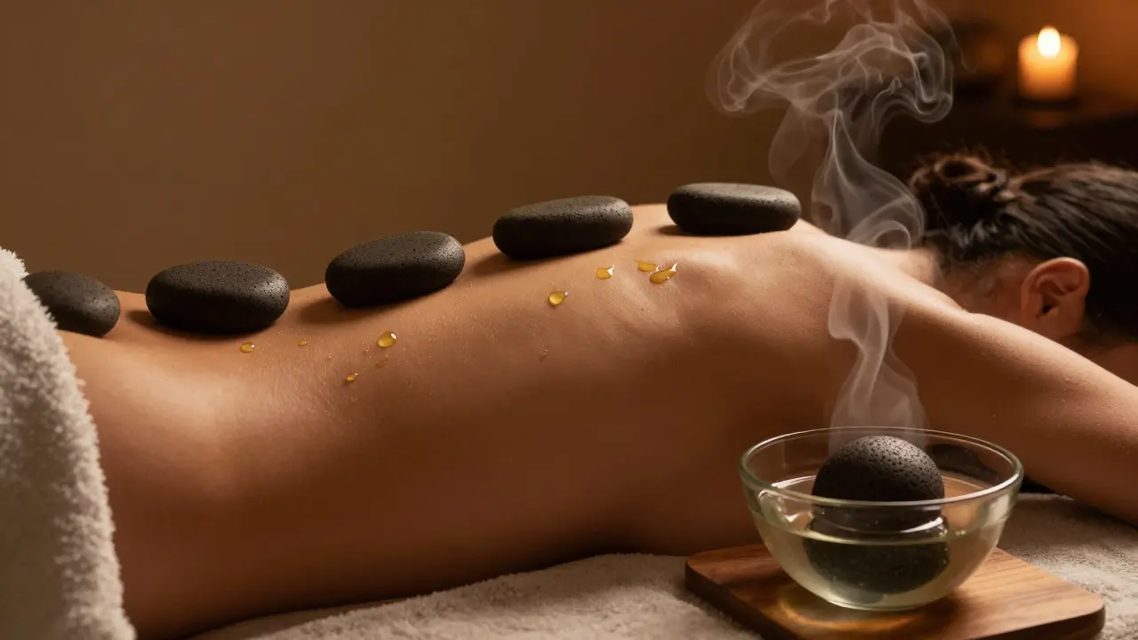 Jak používat masážní oleje při masáži lávovými kameny