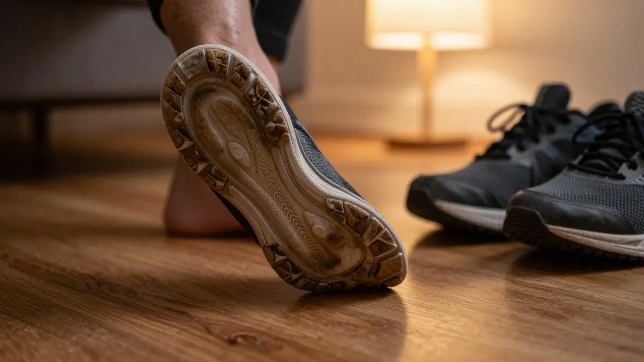 Opotřebované boty s nerovnoměrným opotřebením